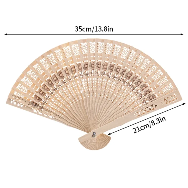 Chinese Wooden Carved Folding Hand Fan Sandalwood