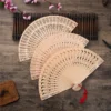 Chinese Wooden Carved Folding Hand Fan Sandalwood