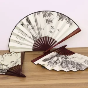 Retro Chinese Silk Bamboo Folding Hand Fan