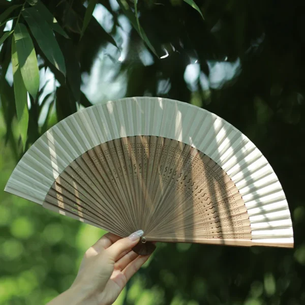 Heart Shaped Chinese Bamboo Folding Fan